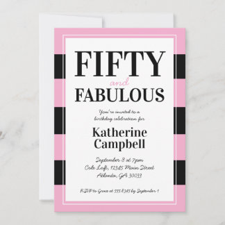Invitation Cinquante ans et Fabuleux Fête d'anniversaire Blac