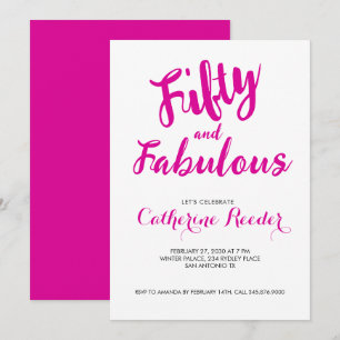 Invitation Cinquante ans et Fabuleux Fête d'anniversaire rose