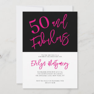 Invitation Cinquante ans et Fabuleux Fête d'anniversaire rose