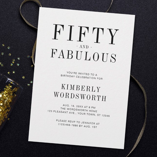 Invitation Cinquante ans et Fabuleux Minimal Fête d'anniversa (Créateur téléchargé)