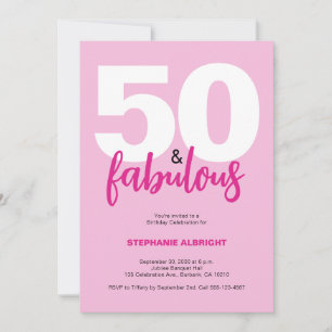 Invitation Cinquante ans et Fabuleux Rose Foncé Fête d'annive
