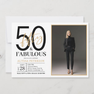 Invitation Cinquante ans et Fantastique Texte Photo 50e Anniv
