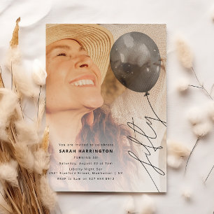 Invitation Cinquante Ballons sur Corde Photo Anniversaire 5