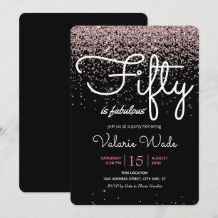Invitation Cinquante est fabuleux fête d'anniversaire rose
