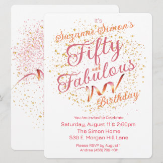 Invitation Cinquante et fabuleuse étincelle rose et or
