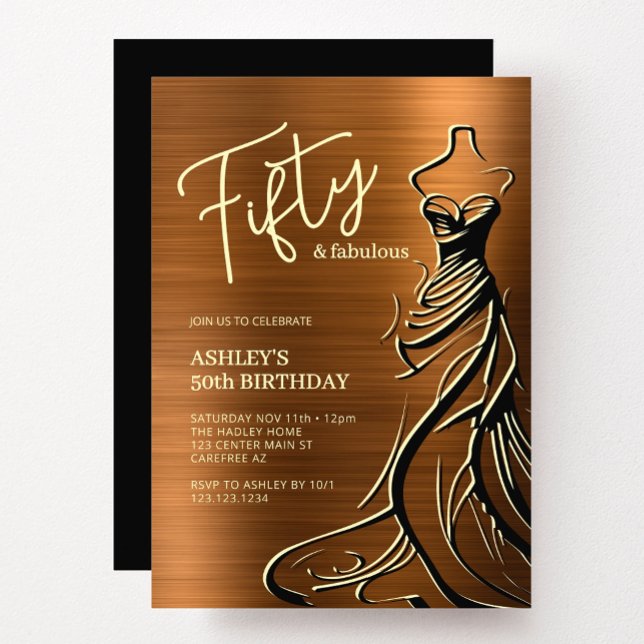 Invitation Cinquante et fabuleuse robe Cuivre 50e anniversair (Créateur téléchargé)