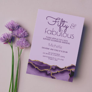 Invitation Cinquante et fabuleux âge d'or violet moderne