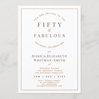 Invitation Cinquante et fabuleux anniversaire moderne