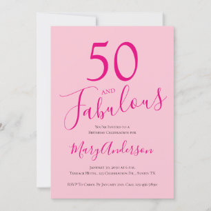 Invitation Cinquante et fabuleux Blush rose 50e fête d'annive