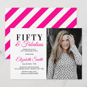 Invitation Cinquante et fabuleux Hot Pink 50e anniversaire Ph