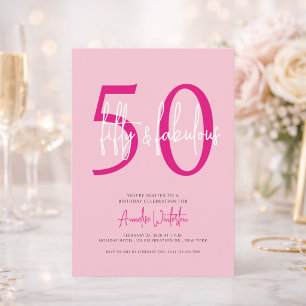 Invitation Cinquante et Fabuleux Rose Fard 50ème Fête d'Anniv