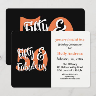 Invitation Cinquante et fête d'anniversaire orange fabuleuse