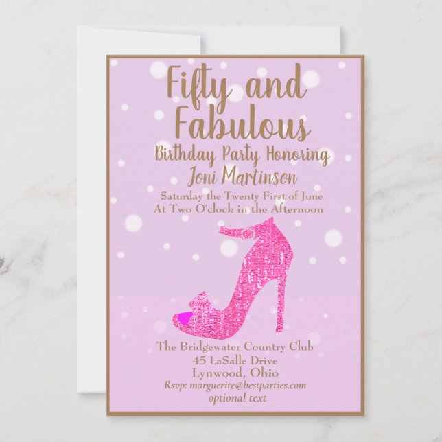 Invitation Cinquante et une fabuleuse fête d'anniversaire Par (Devant)