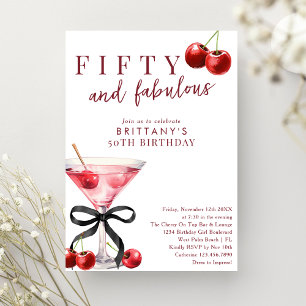 Invitation Cinquante & Fabuleux Martini Cerise Rouge 50e Anni