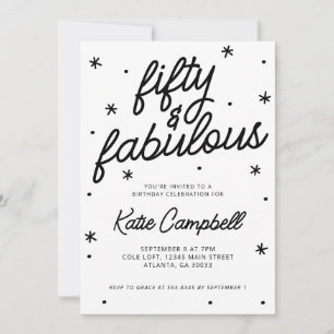Invitation Cinquante Fantastique Écriture Noir Blanc 50e Anni