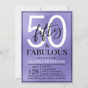 Invitation Cinquante & Fantastique Écriture Violette 50e Anni