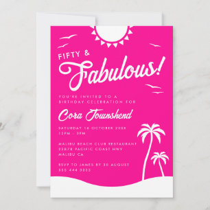 Invitation Cinquante & Fantastique Fête de plage pour 50e ann