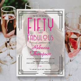 Invitation Cinquante Fantastique Photo Rose Art Déco 50e Anni