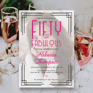 Invitation Cinquante Fantastique Photo Rose Art Déco 50e Anni