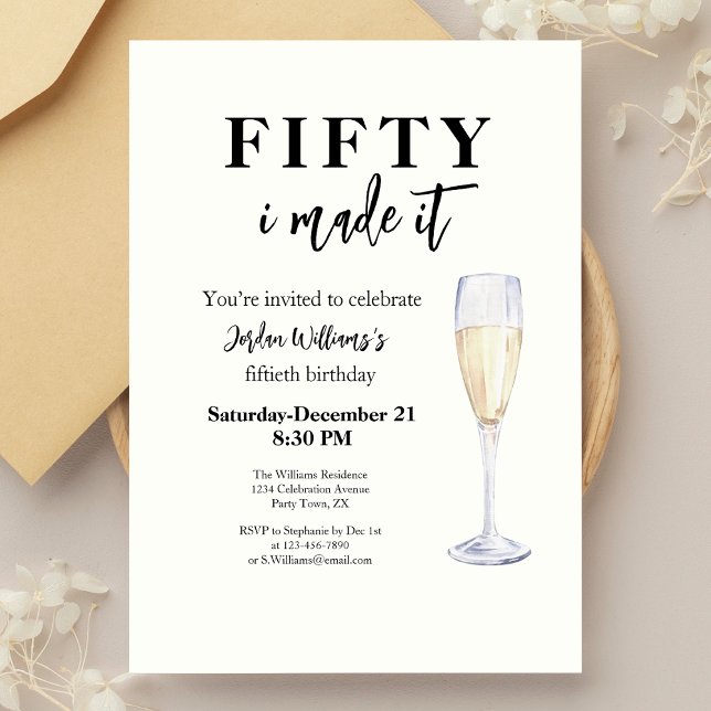 Invitation Cinquante Je L'Ai Fait Drôle Élégant Simple 50ème  (Créateur téléchargé)