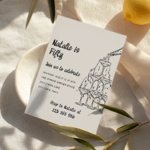 Invitation Cinquante tour de Champagne illustrée 50e annivers