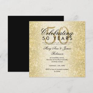 Invitation Cinquantième anniversaire de mariage élégant paill