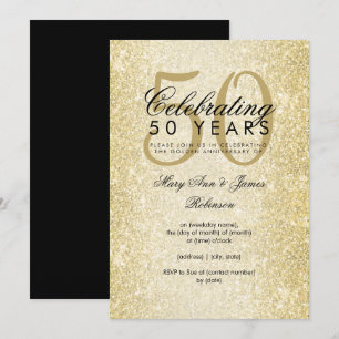 Invitation Cinquantième anniversaire de mariage élégant paill