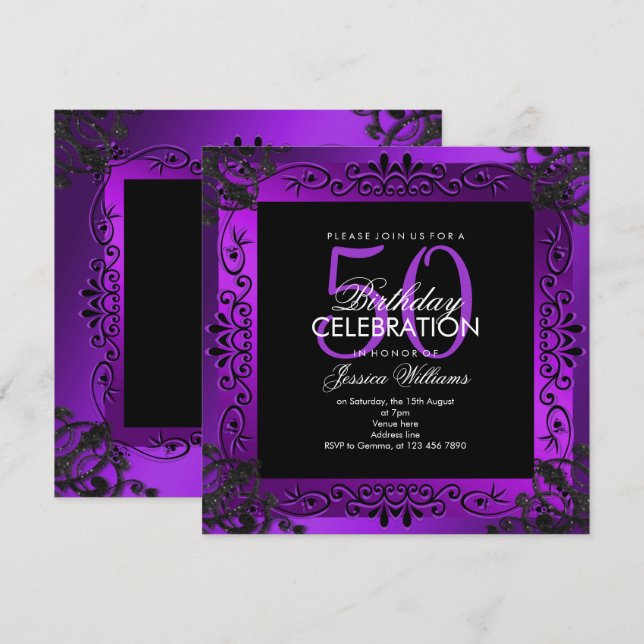 Invitation Cinquantième anniversaire encadré décoratif (Devant / Derrière)