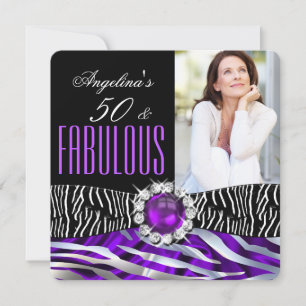 Invitation Cinquantième Anniversaire Fabulux Zèbre Soie Viole