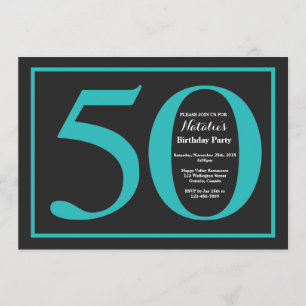 Invitation cinquantième Anniversaire Teal et tableau noir