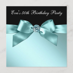 Invitation Cinquantième fête d'anniversaire élégante de bleu