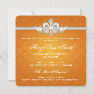 Invitation Cinquantième fête d'anniversaire élégante Fleur De