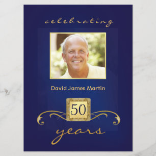 Invitation cinquantième Fête d'anniversaire - monogramme