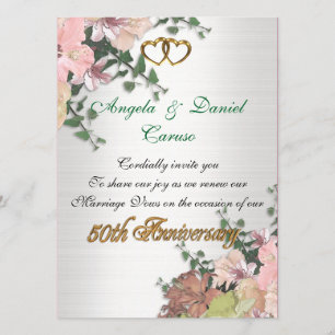 Invitation cinquantième fleurs d'aquarelle d'invitation