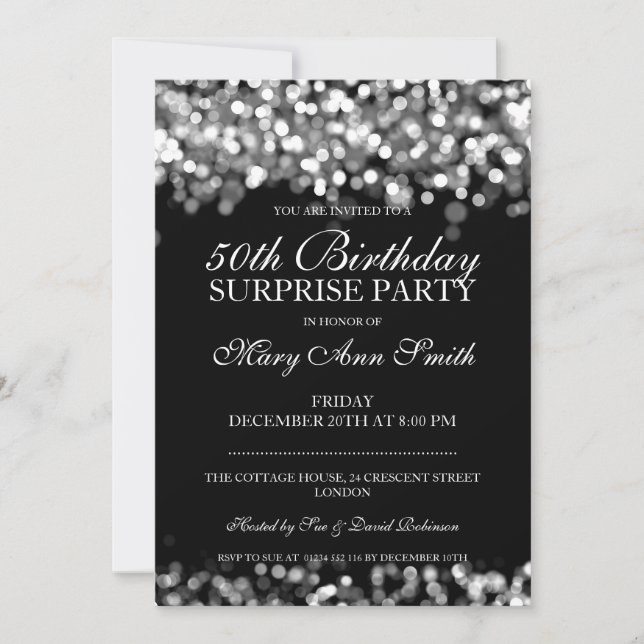 Invitation cinquantième Lumières d'argent de fête (Devant)