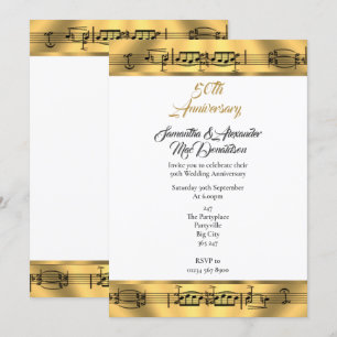 Invitation Cinquantième mariage de la musique d'or