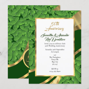 Invitation Cinquantième mariage shamrock irlandais