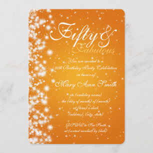 Invitation cinquantième Orange d'étincelle de fête
