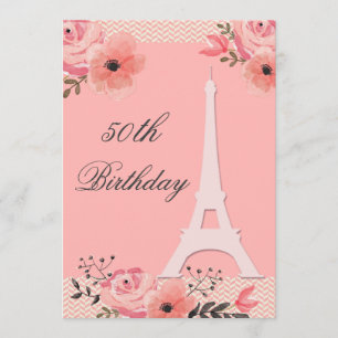 Invitation cinquantième Tour Eiffel floral chic de Paris