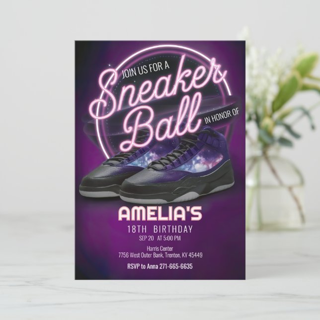Invitation Circle Bright Galaxy Basket Ball fête d'anniversai (Debout devant)