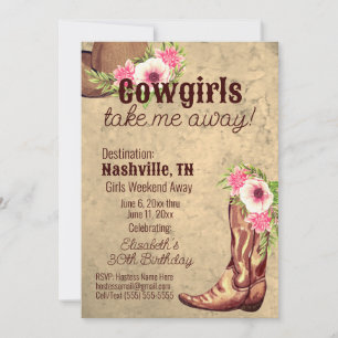 Invitation Circuit Anniversaire Destination Cowgirl Rose Flor