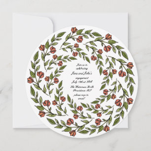 Invitation circulaire de couronne rose