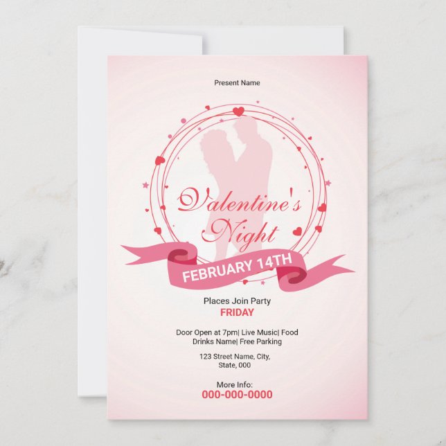Invitation Circulaire d'invitation de la fête de Valentines (Devant)