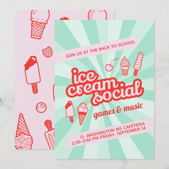 Invitation Circulaire du Parti Social Crème de glace (Devant / Derrière)