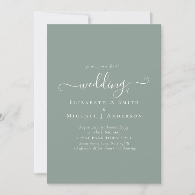 Invitation Circulaire Mariage budget classique simple SAGE VE (Devant)