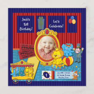 Invitation Circus Boys Photo 1er Anniversaire