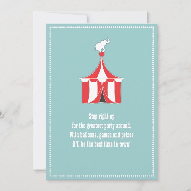 Invitation Circus Tent & Elephant Anniversaire de enfant Part (Devant)