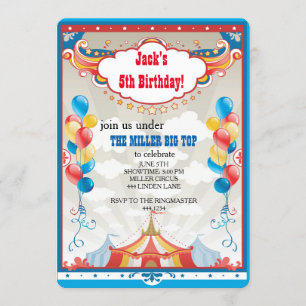 Invitation Cirque Big Top Carnival Anniversaire Fête Invitati