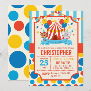 Invitation Cirque Big Top Fête d'anniversaire 