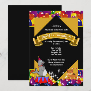 Invitation Cirque carnaval joli tigre ballon de phoque fête